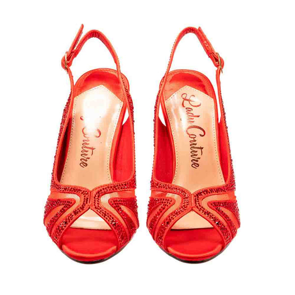 Lady Couture ADORE New Red Mid Heel Rhinestone Slingback