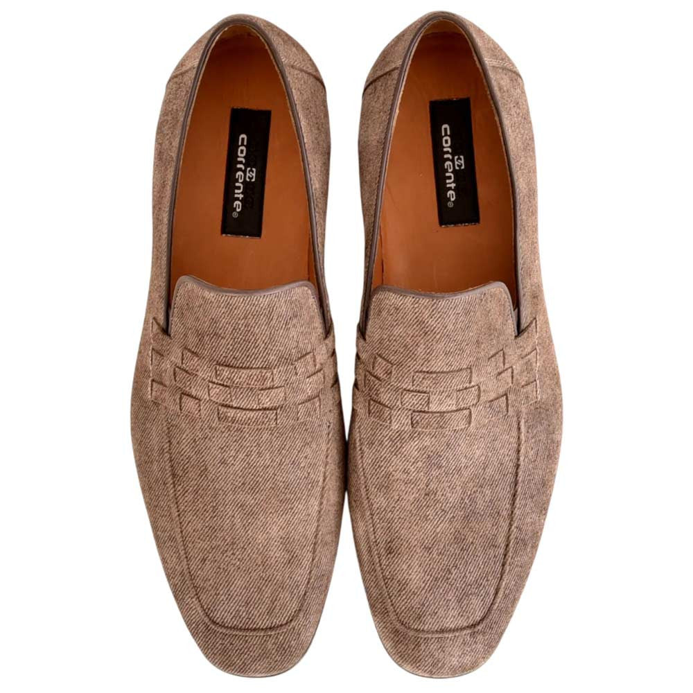 Corrente Men's Denim Leather Loafer - Brown