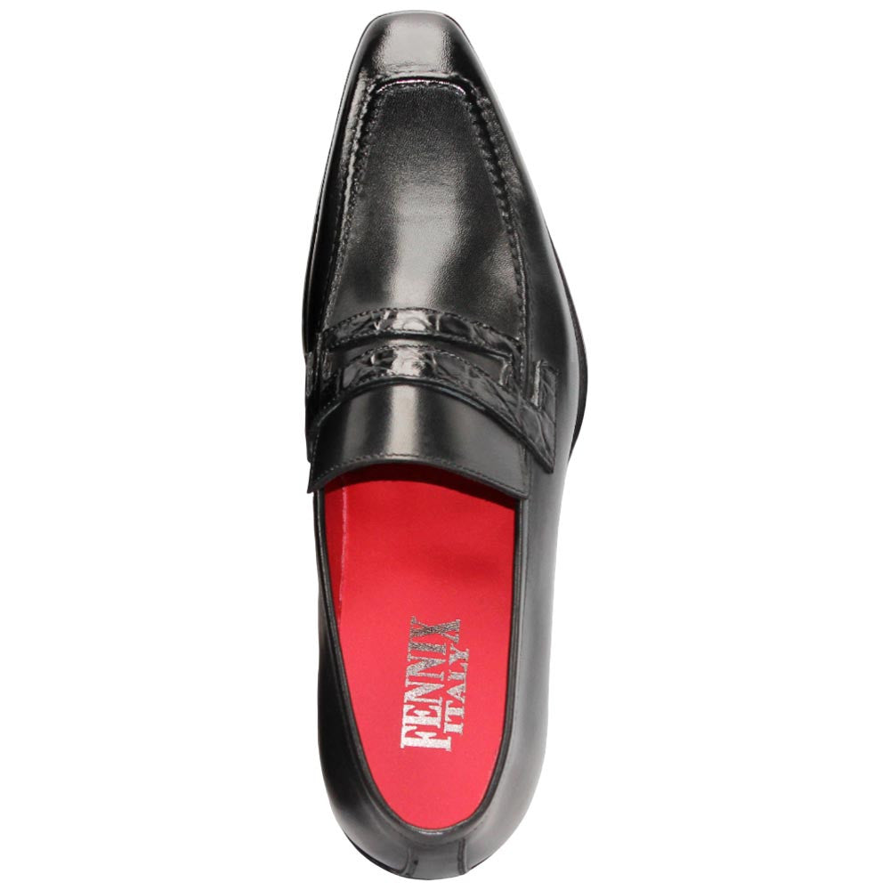 Fennix of Italy Genuine Alligator Skin LIAM Black Dress Loafers (USA Men Size)