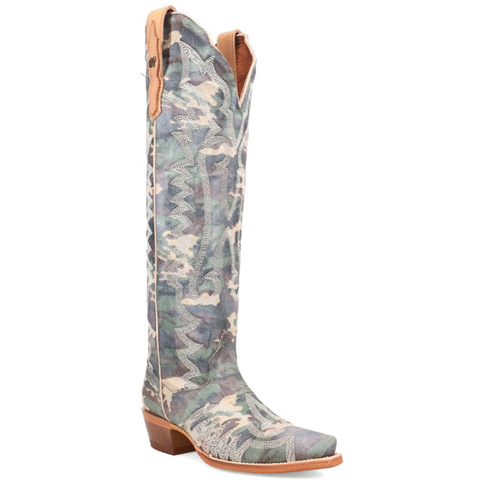 Dan Post Darlin’ Fabric Camo Snip Toe Zipper Western Cowgirl Boots