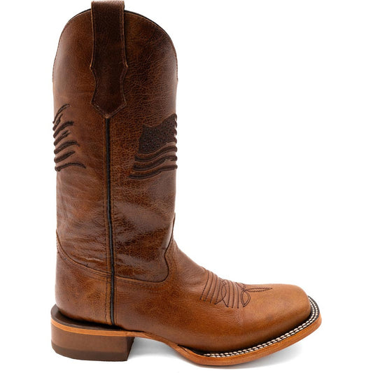 Ferrini Men's Patriot Honey Square Toe Leather Cowboy Boots