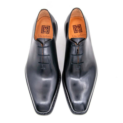 UGo Vasare Contemporary Hand-Crafted Jason Sr. Black Laceup Shoes