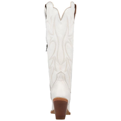 Dan Post Blissful Beauty Women's White Leather Western Boot - 18" Shaft, High Fashion Heel