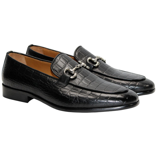 Duca Vasto Men's Black Calf-Skin Leather Loafers