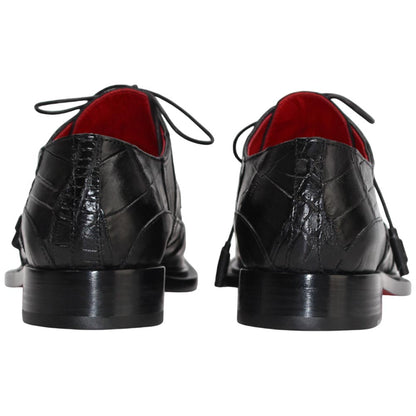 Fennix Frank Men's Black Alligator/Calf-Skin Leather Derby Oxfords Shoes