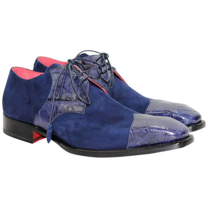 Fennix Landon Men's Navy Alligator & Suede Oxfords Shoes