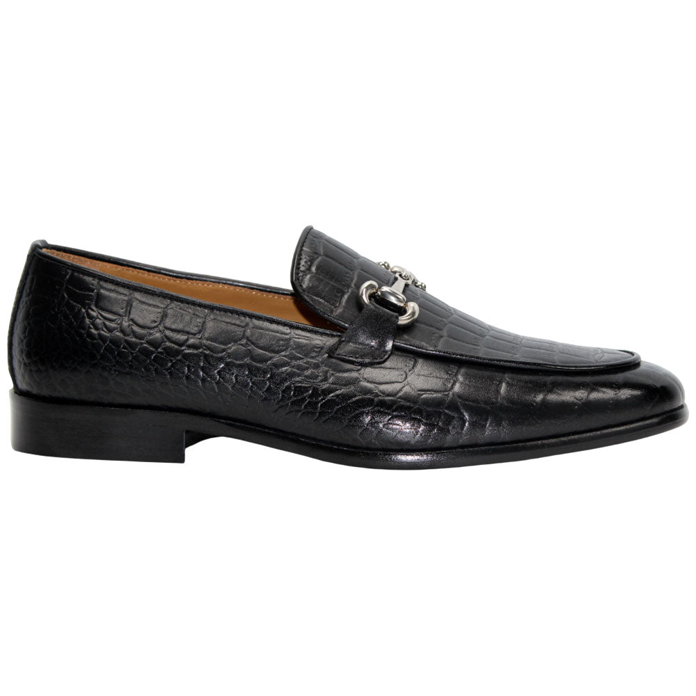 Duca Vasto Men's Black Calf-Skin Leather Loafers