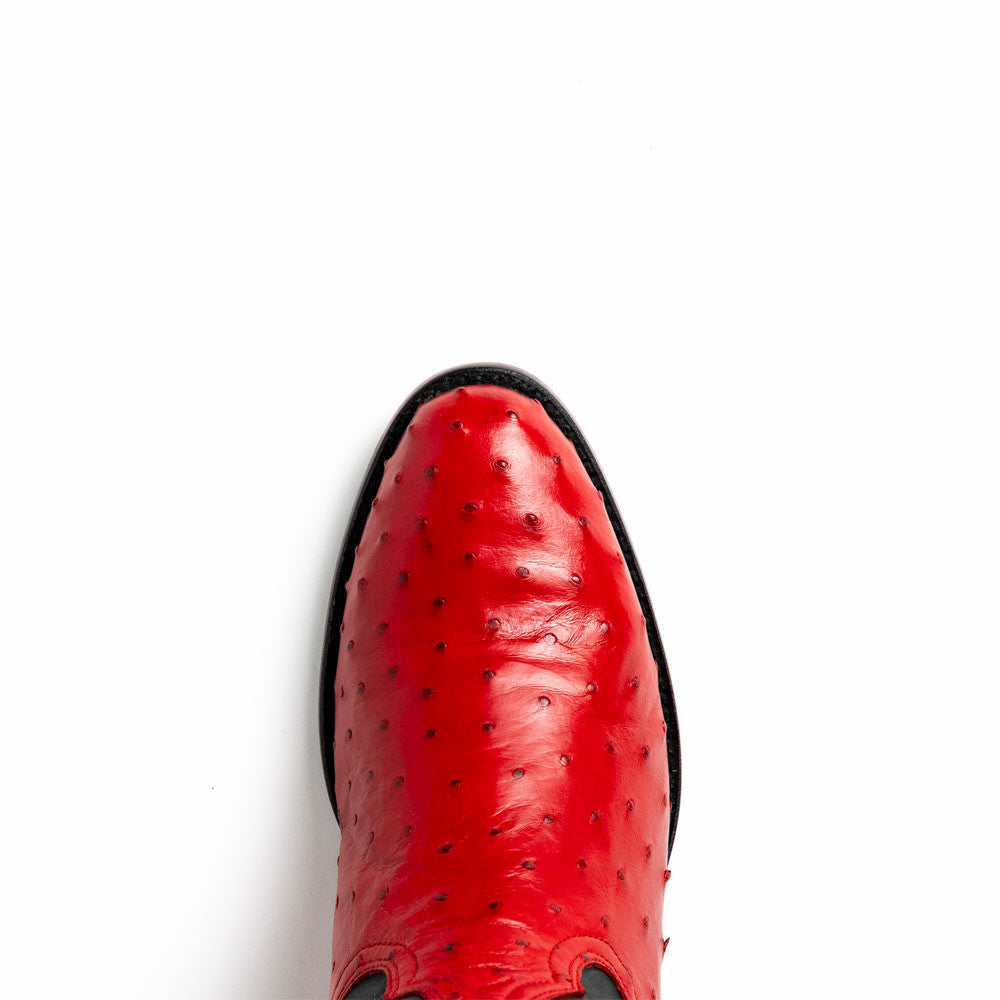Savannah Genuine Full Quill Ostrich Skin Cowboy Red Boot | Marco Di Milano Western Boots