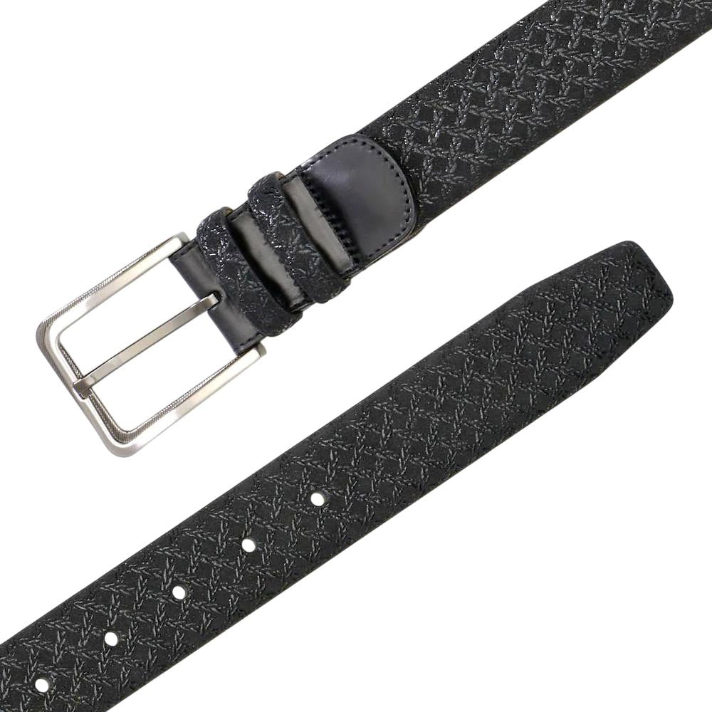 Mezlan Men's Printed Suede and Calf Trim Belt in Black