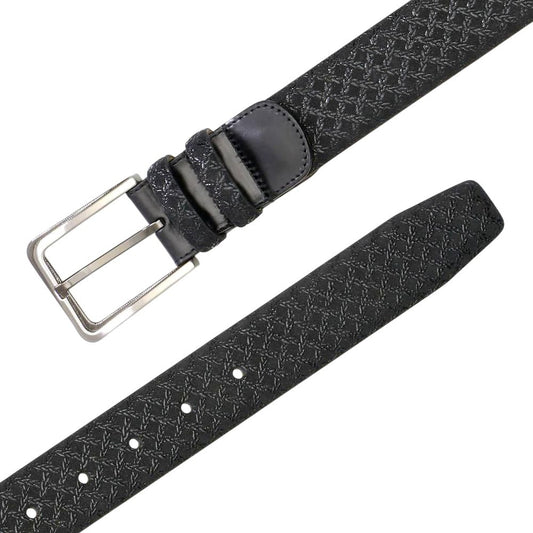 Mezlan Men's Printed Suede and Calf Trim Belt in Black