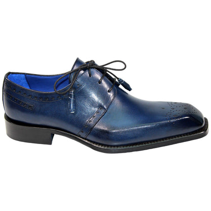 EMILIO FRANCO Lando Navy Calf-Skin Leather Oxfords Shoes