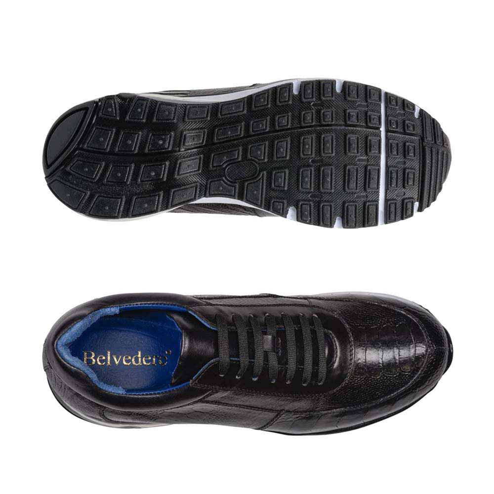 Belvedere Todd Men's Black Genuine Ostrich & Soft Calf Sneaker