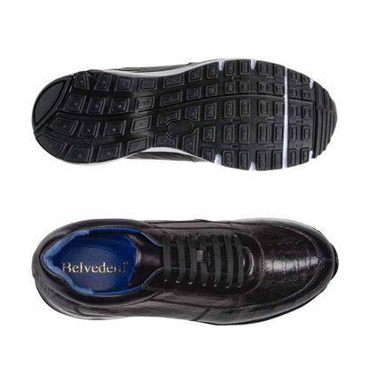 Belvedere Todd Men's Black Genuine Ostrich & Soft Calf Sneaker
