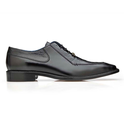 Belvedere Genuine Ostrich leg and Italian Calf Leather Biagio Black Oxford Shoes