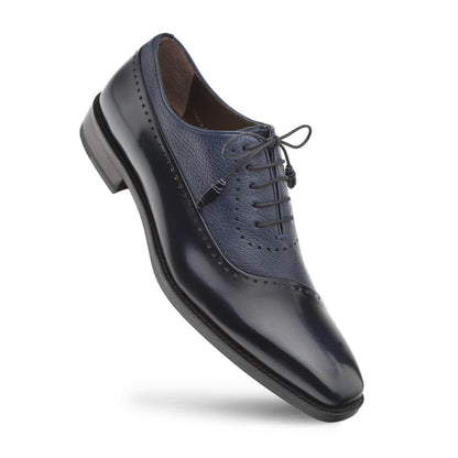 Mezlan Postdam Blue European Cordovan Calfskin & Soft Deerskin Men's Oxford