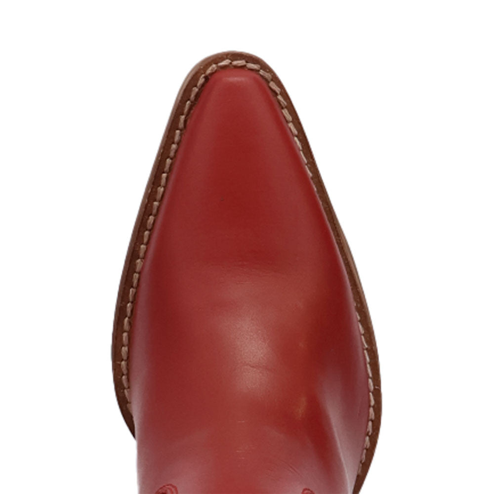 Hensley Leather Red-on-Red Embroidered Wooden Block Heel Snip Toe Women Boot | Dingo Western Cowgirl Boots