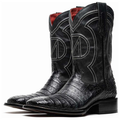 Tucson Genuine Caiman Belly Skin Black Cowboy Boot | Marco Di Milano Western Boots