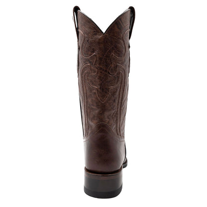 Ferrini Wyatt Chocolate Full Grain Narrow Square Toe Leather Cowboy Boots