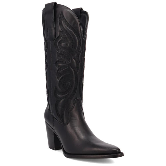 Hensley Black on Black Embroidered Leather Snip Toe Women Boot | Dingo Western Cowgirl Boots