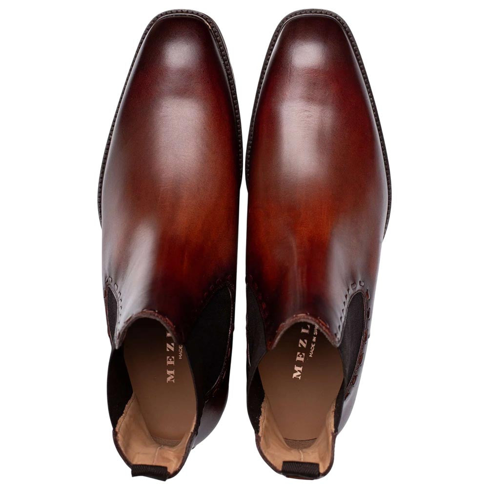Mezlan Bromley Men's Cognac/Rust Lug Sole Chelsea Boot - Handmade in Spain