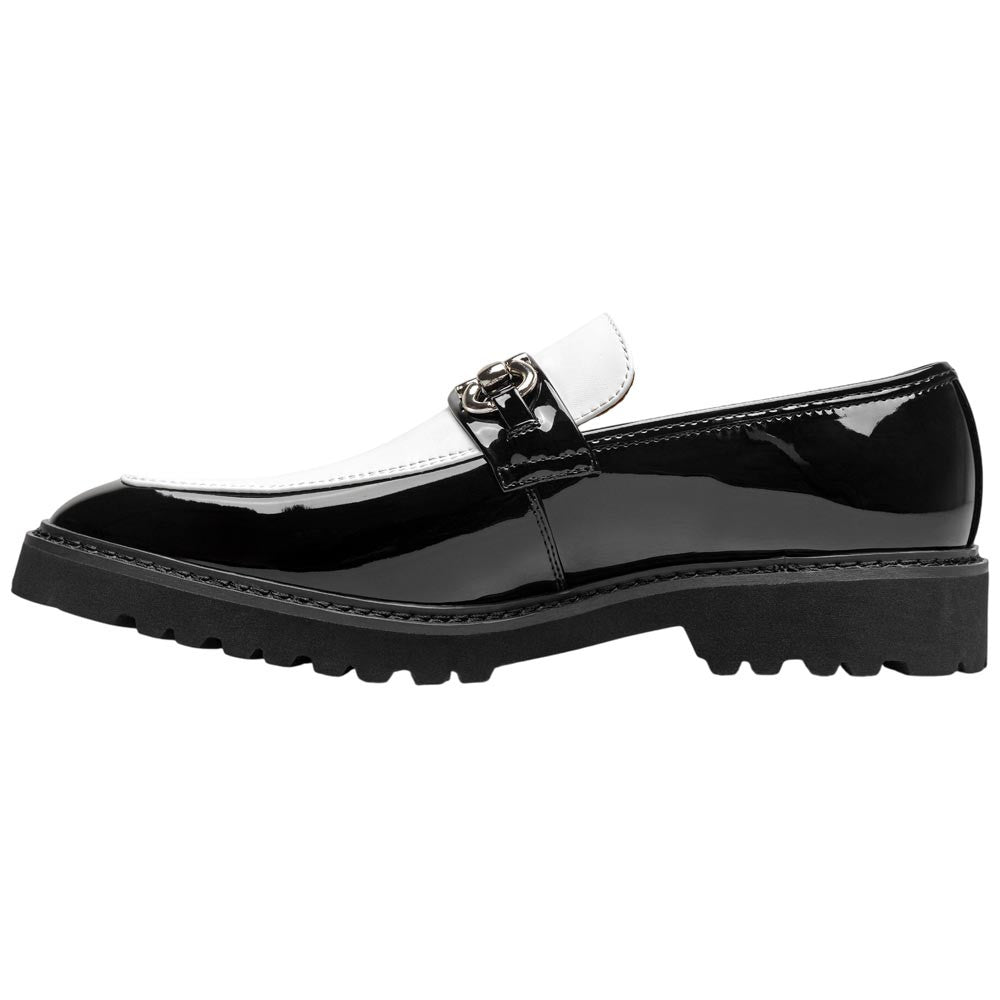 Stacy Adams Carabello Moc Toe Bit Slip-On - Black w/White