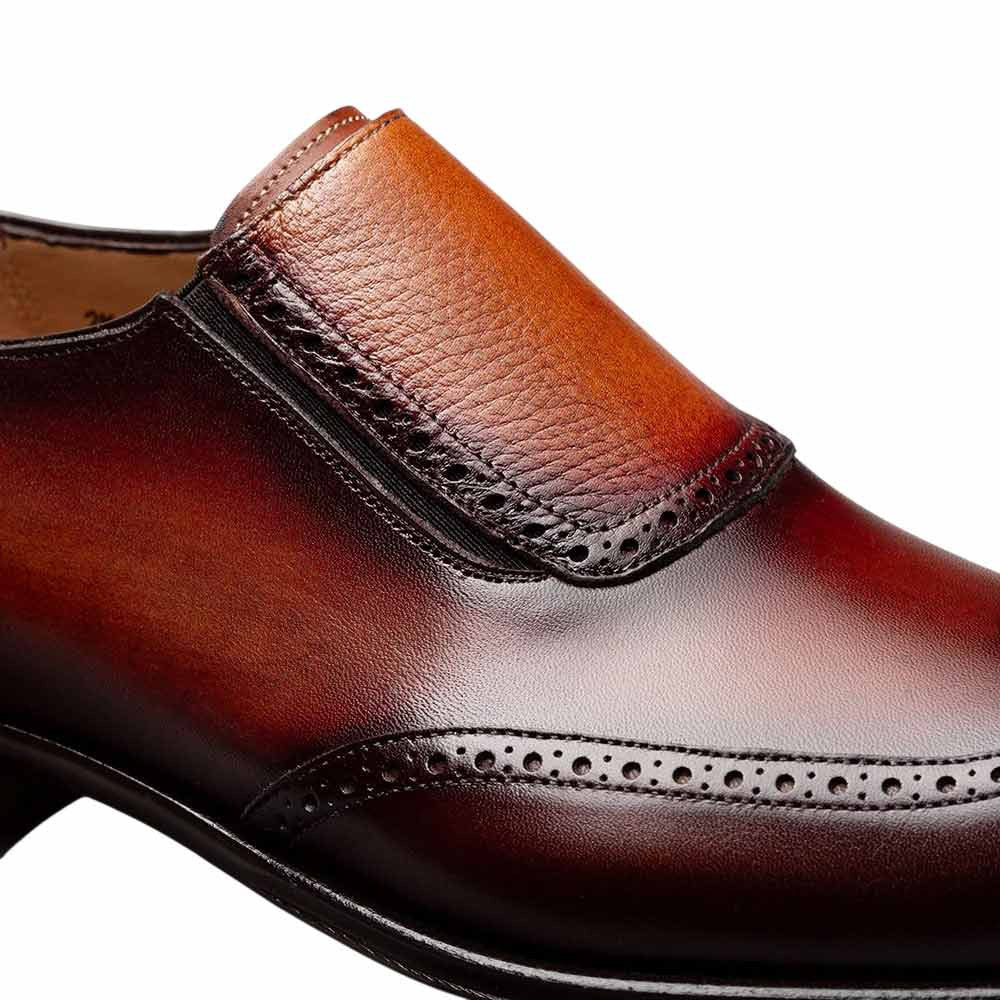 Mezlan Liberty Wing Tip Medallion Men's Cognac/Rust Slip-On
