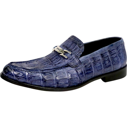 Mauri Chapel Men's Wonder Blue Exotic Hornback / Nappa Leather Horsebit Split-Toe Loafer