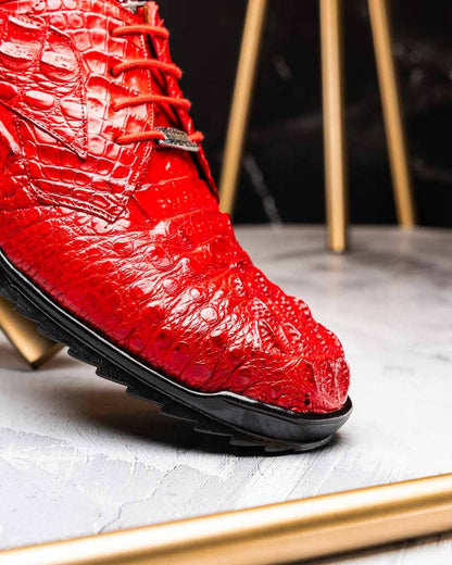 Marco Di Milano Kratos Genuine Caiman Crocodile Sneaker - Red