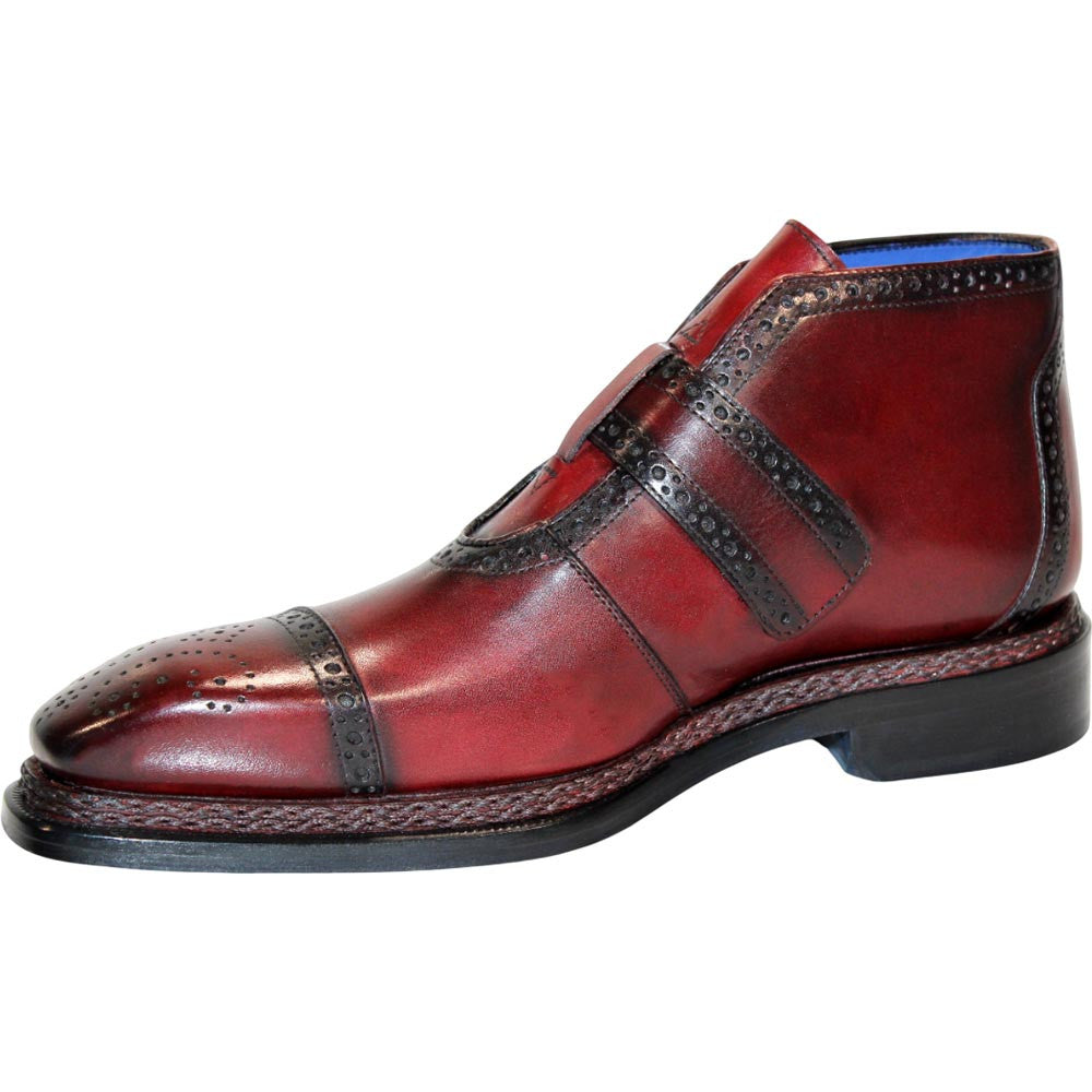 EMILIO FRANCO Aldo Antique Red Leather Buckle Boots