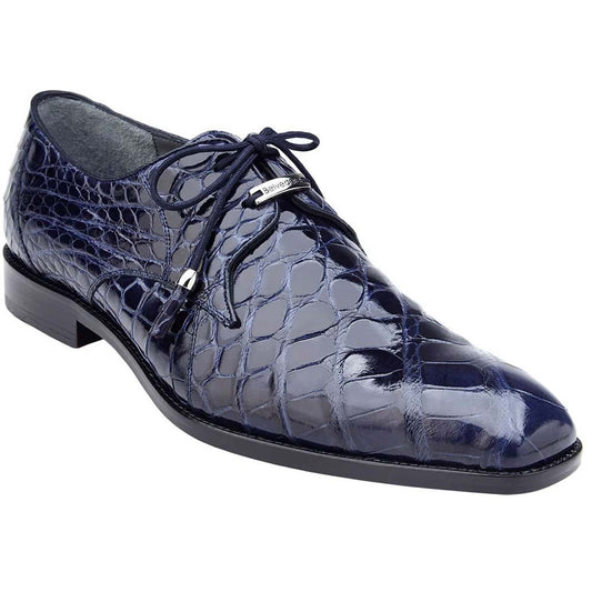 Belvedere Lago Navy Men’s Genuine American Alligator Lace Up Shoes