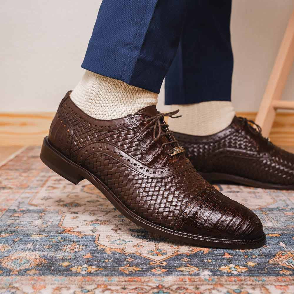 John Woven calfskin Genuine Caiman Crocodile Cap Toe Oxford | MARCO DI MILANO