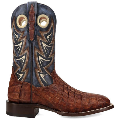 Dan Post Marsh Cognac Caiman Skin Cognac Square Toe Western Cowboy Boots