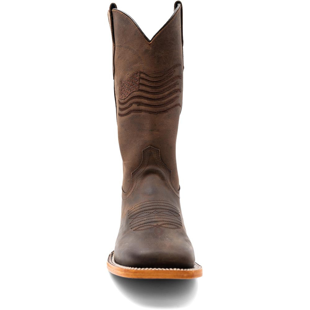 Ferrini Men's Patriot Chocolate Square Toe Leather Cowboy Boots