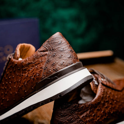 Marco Di Milano SCANNO Ostrich Brown Classic Fashion Sneakers