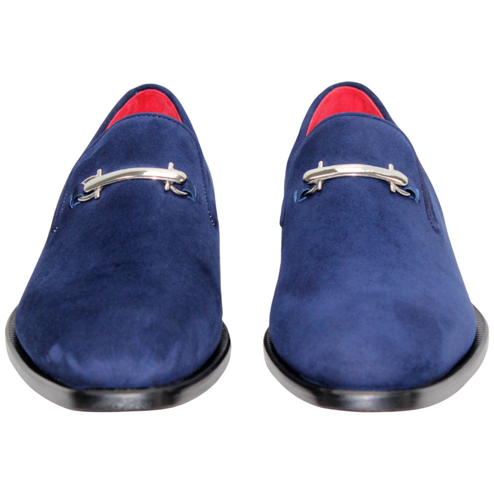 Francesco Navy Suede Leather Loafers | Emilio Franco Dress Loafers for Men
