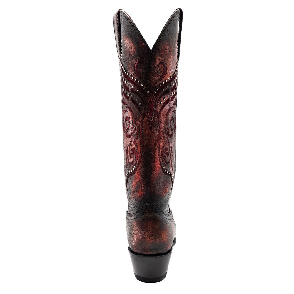 Ferrini Masquerade Red Metallic Full Grain Leather Snipped Toe Boots