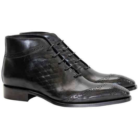 Lauro Black Calfskin Leather Boot | Duca Dress Boots for Men