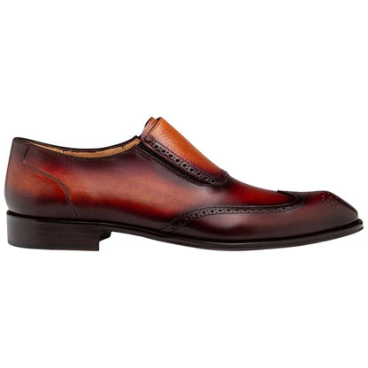 Mezlan Liberty Wing Tip Medallion Men's Cognac/Rust Slip-On
