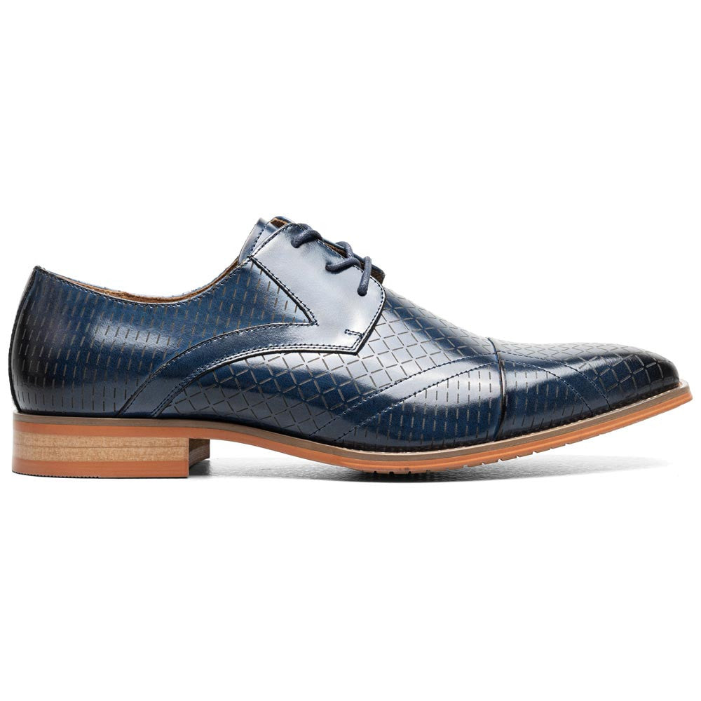 Stacy Adams Men’s Blue Textured Leather Cap Toe Oxfords Hobson