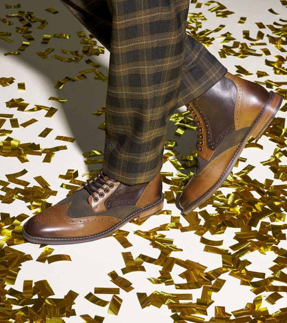 Finnegan Wingtip Lace Up Casual | Stacy Adams Casual Shoes in Olive Multi for Men