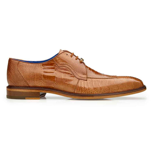 Belvedere Siena Men's Lace-Up Oxford Burnt Amber Genuine Ostrich Shoe