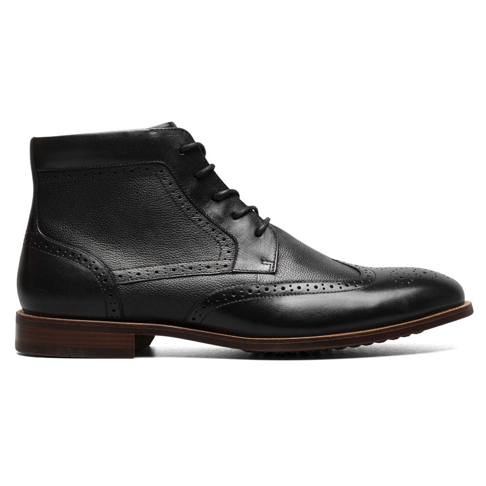 Florsheim Rucci Black Smooth Leather Wingtip Ankle Lace Up Boots (USA Men Size)