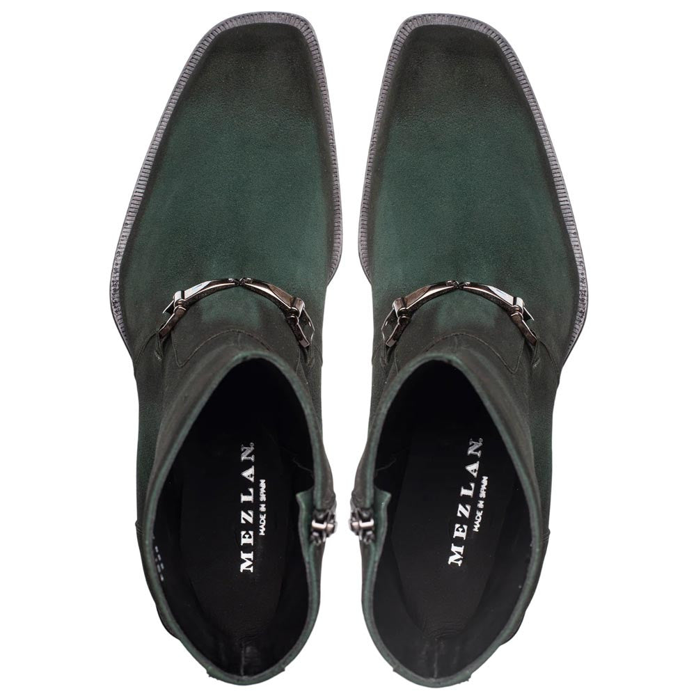 Mezlan Mystic Suede Ornament Boot - Men's Forest Asymmetric Ankle Dress Boot