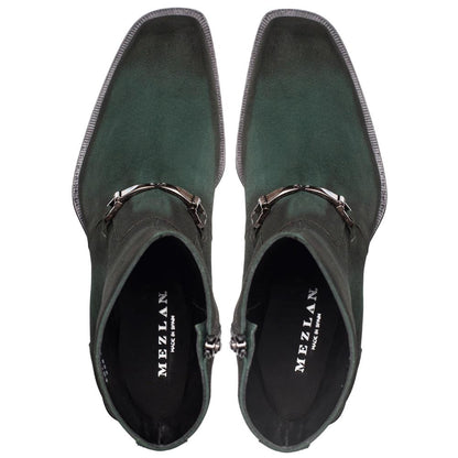 Mezlan Mystic Suede Ornament Boot - Men's Forest Asymmetric Ankle Dress Boot