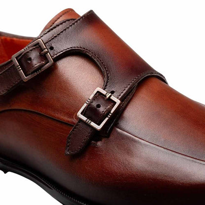 Mezlan Berkshire Double Monk Strap - Men's Cognac/Rust Patina Calfskin