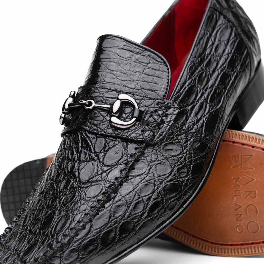 Landro Men’s Genuine Caiman Skin Moc Toe Bit Loafers | Marco Di Milano