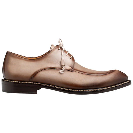 Mezlan Men’s Belmonte Hand-Burnished Patina Taupe Calfskin Dress Derby Shoes