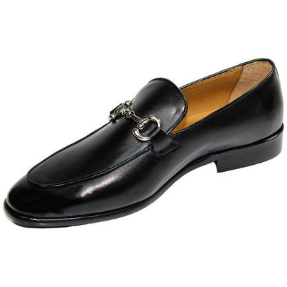 Duca Vasto Men's Black Calf-Skin Leather Loafers