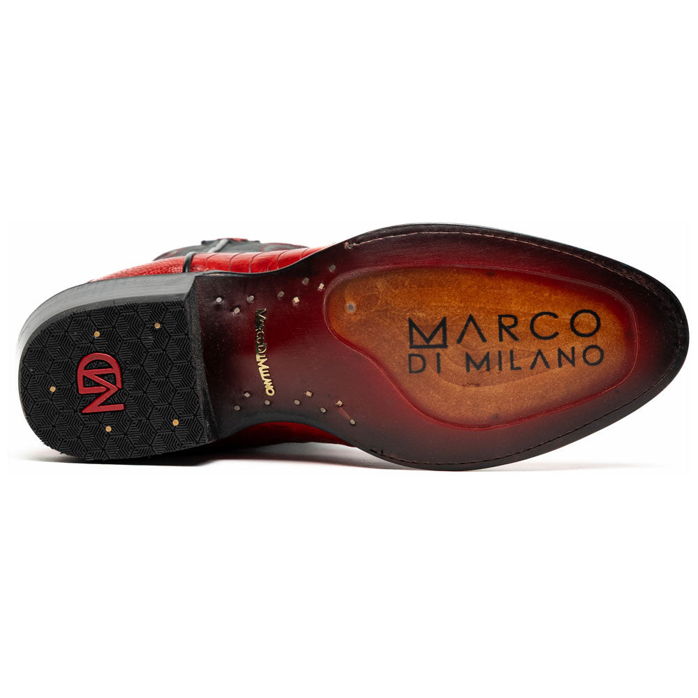 Denver Genuine Ostrich Leg Skin Red Cowboy Boot | Marco Di Milano Western Boots