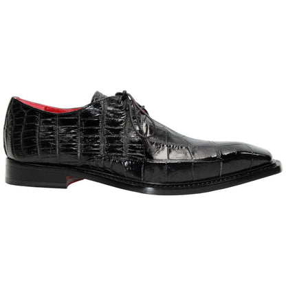 Fennix of Italy Genuine Alligator Skin ROWAN Black Derby Shoes (USA Men Size)